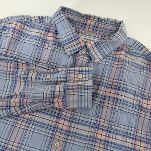 Crown & Ivy Men's XXL Plaid Button Down Shirt Long Sleeve Classic Fit Blue Multi